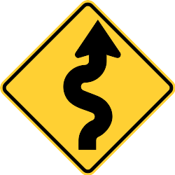  This yellow, diamond shaped sign with black symbols warns the driver that _______. 