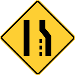  What does this yellow, diamond shaped sign with black symbols signify? 